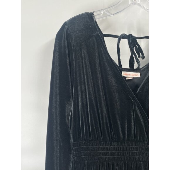 Knox Rose Black Velvet Long Sleeve Dress Witchycore Goth Sz Medium Maxi Boho - Picture 5 of 9